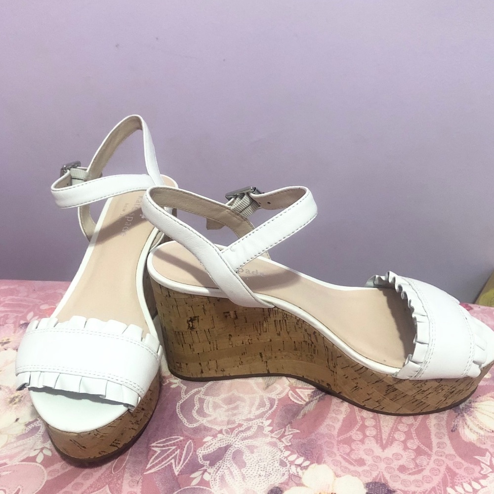 Kate Spade Tomas White Wedge Heel Sandals